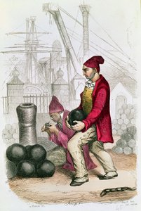 A Convict in the Toulon Penal Colony, gravert av De Moraine, ca. 1845